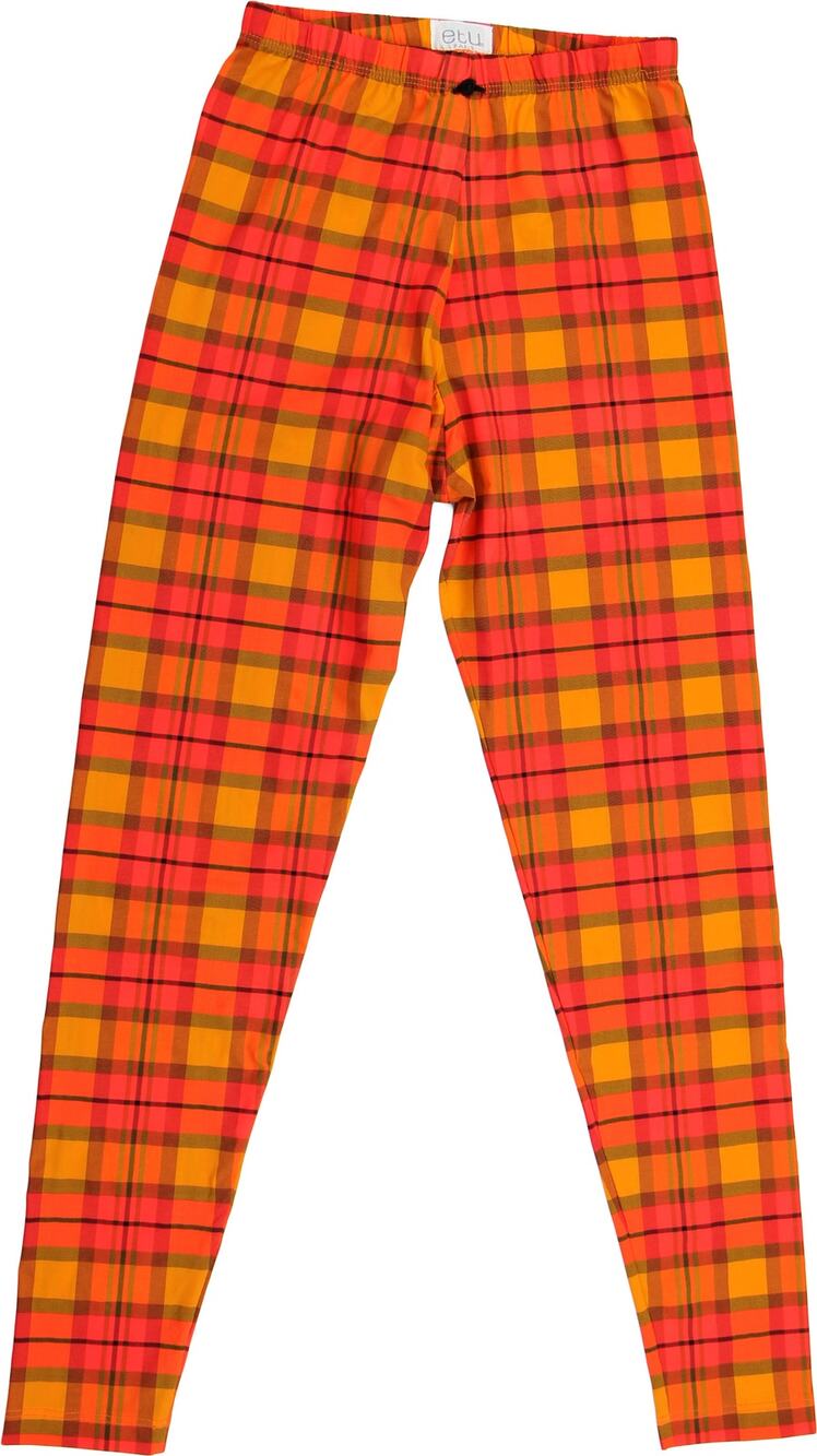 Vintage ETU Paris Neon Bright Punk Rock Festival Plaid Stretch Leggings Pants